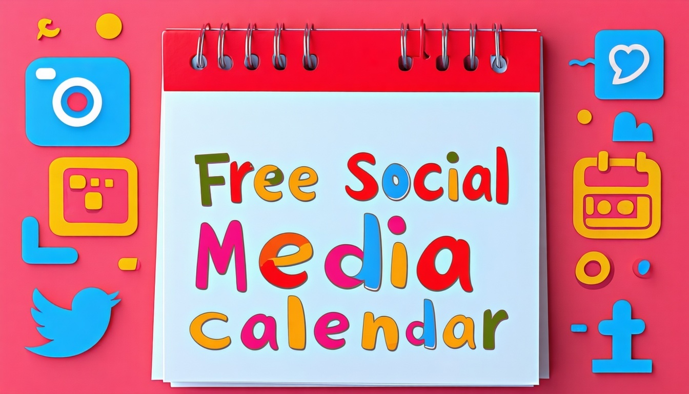 show a colorful calendar with the words Free Social Media Calendar-2
